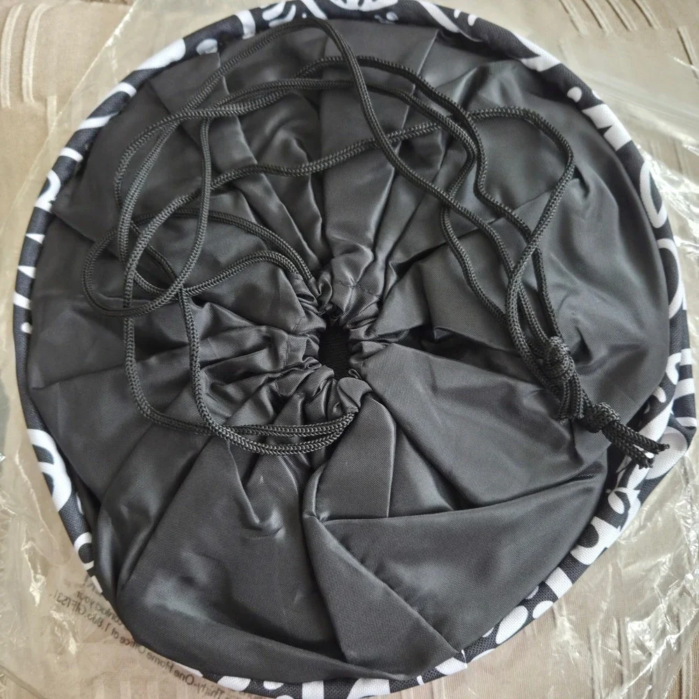 Thirty-One Retired Cinch-Top Bin Black Playful‎ Parade Storage NIP